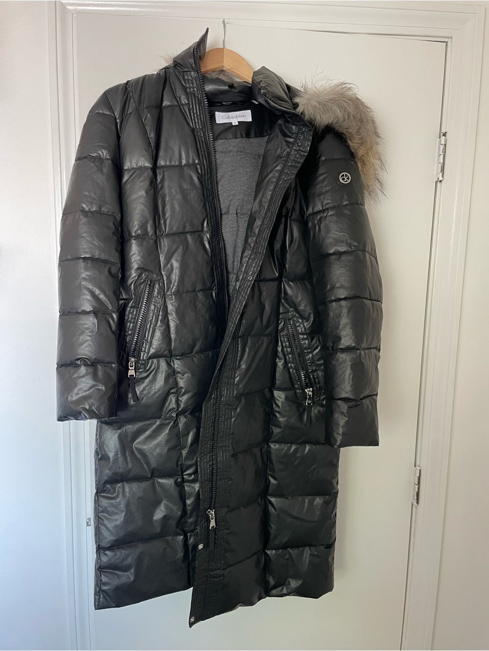 Calvin Klein Black Quilted Jacket with Gray Lining